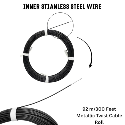 Image of WIRESLAB 300 Feet Metallic Twist Cable Roll for Versatile Cable Ties and Garden Ties - Reusable Fastening Solution for Home, Garden, and DIY Projects,Black