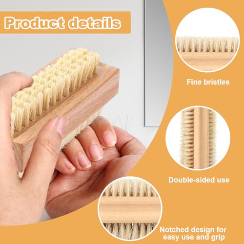 Elfinfi 10 Stück Nagelbürste, Doppelseitig Handbürste, Nagelbürste Holz mit Stabilen Borsten Hart und Weich, Handwaschbürste, Handbürste Nagelbürste zum Reinigen von Dreck