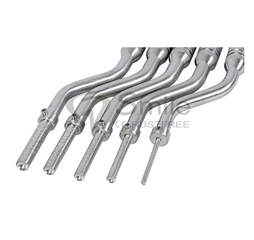 Osteotomes - Juego de 5 osteótomos en ángulo de desplazamiento cóncavo de 2,0 mm - 3,4 mm - 4,3 mm - 5,0 mm
