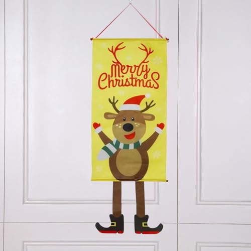 Drapeau de Noël réutilisable wapiti suspendu déco verticale durable - 5
