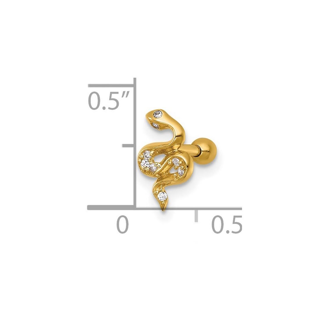 Labret-Ohrstecker mit 14 Karat und 16 Gauge, polierter Zirkonia, künstlicher Diamant, Schlangen-Labret-Ohrstecker – Schmuckgeschenk für Mutter, One Size, Zirkonia Edelstein Metall, Zirkonia