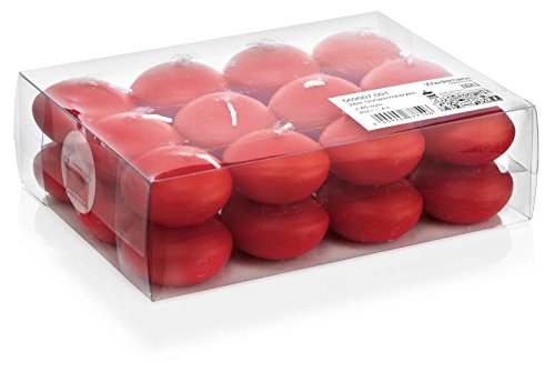 Wiedemann Lot de 24 Bougies flottantes Rouge Ø 45 mm 100% Cire de ceresine