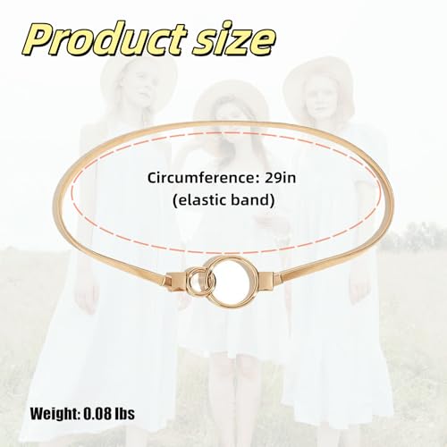 Gold Belts for Women, Adjustable Golden Stretch Waist Skinny Belt Waistband, Fashion Simplicity, for Dresses4