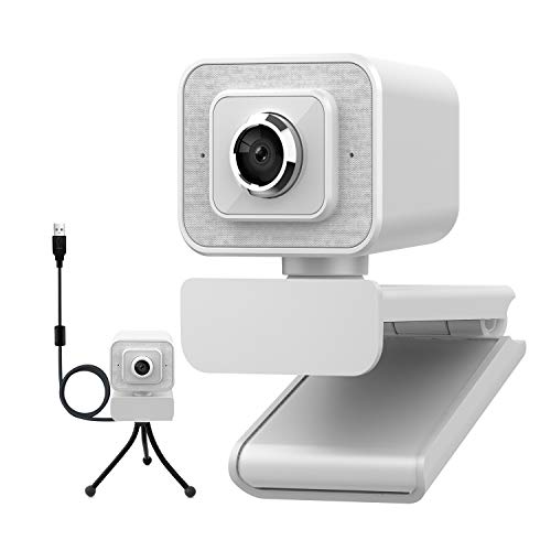 YOUPECK Webcam 1080P with Microphone, 5 Megapixel Full HD Computer Camera, Video Recording?Calling, Conferencing, Gaming?Live Streaming Widescreen Webcam - White