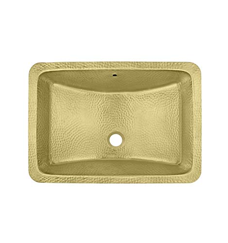 Thompson Traders BRU-2115H Brass 21" Rectangular Brass Undermount Bathroom Sink with Overflow - Brass