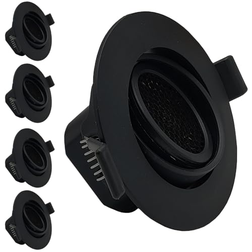 FactorLED Pack x5 Focos Empotrables Circular Techo Orientable, 7W (70W), Ø90x45mm, 700Lm, Basculante, Ojos de Buey, Luz Seleccionable 3000K-4200K-6500K (Negro, 5PCs)