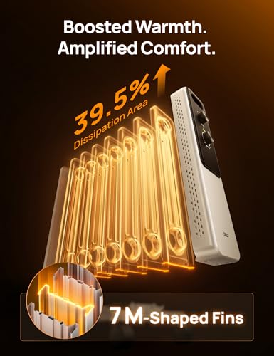 Image of DREO Oil Filled Radiator Heater, Electric Heaters for indoor use Large Room | Dual Knobs, Energy Saving, 1500W Quiet Oil Filled Radiator for Bedroom, Adjustable Thermostat, 8 Safety Protection, White