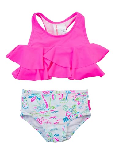 Image of RuffleButts Girls UPF50+ Sun Protection Flounce Bikini Two Piece Swimsuit