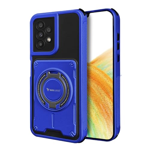 Image of Vaku Luxos Axion Armor Military Grade TPU Back Cover Case for Samsung Galaxy A53 5G with Magnetic Ring Holder Kickstand Camera Screen Protector- Blue