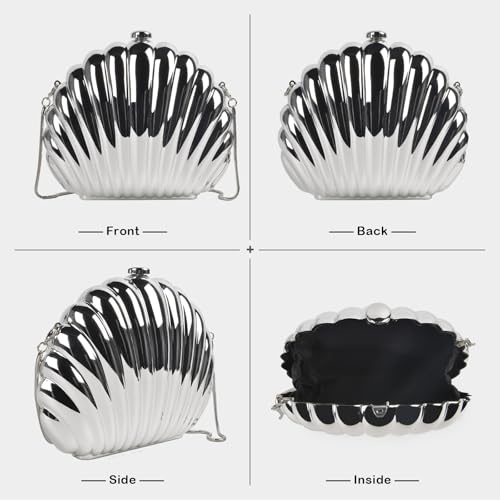 QZUnique Conch/Shell Shoulder Handbag Novelty Chain Strap Purse Acrylic Fashion Crossbody Evening Bag Clutch for Women Girl2