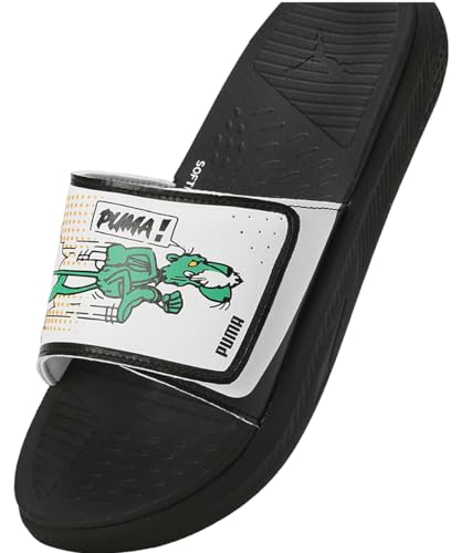 PUMA Mens Softride Slide Super Black-White-Pure Green - Image 8