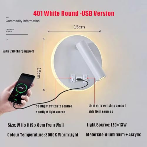 Luz de pared con puerto de carga USB e interruptor para pasillo interior 3