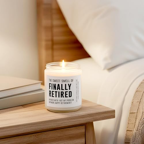 Image of Retirement Gift for Woman Man, Retired Gifts for Women Men, Coworker, Teacher, Nurse, Friends and Family, Funny Retirement Candle Decoration, Lavender Soy Wax Candle 7Oz