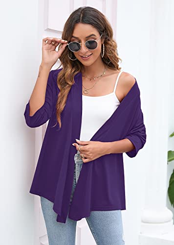 Image of Heymoments Women's Lightweight Open Front Cardigans 3 /4 Sleeve Casual Soft Drape Fall Cardigan S-2XL
