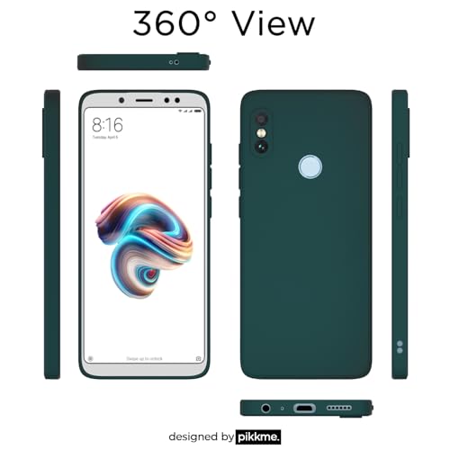 Image of Outlouders Back Cover for Redmi Note 5 Pro | Camera Protection | Durable Soft Matte Silicone Bumper Case (Green)