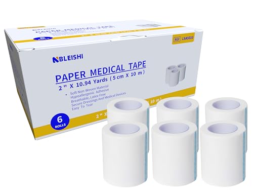 NBLEISHI Hypoallergenic Soft Paper Medical Tape, 2\"Ã—10.94Yards (6Rolls), Self Adhesive White Surgical Tape, Breathable and Medical Grade, Perfect for Sensitive Skin Wound Care, Individually Pack
