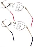 Jo Progressive Reading Glasses for Women Rimless Oval Spring Reading Glasses Blue Light Blocking Met