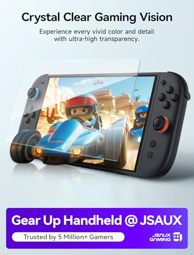 JSAUX 3-Pack Screen Protector for Nintendo Switch 2, Ultra HD Glass Protector 9H Hardness Easy to Install with Guiding Frame Scratch Resistant Tempered Glass