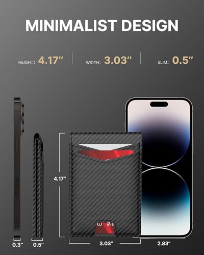 Wallet for Men with Stealth Pocket for AirTag, 3 in 1 Design, Removable ID Window, RFID Blocking, 15 Card Capacity, Slim Carbon Fiber, Bill Divider, Wallet with Gift Box, Hidden Storage for AirTag4