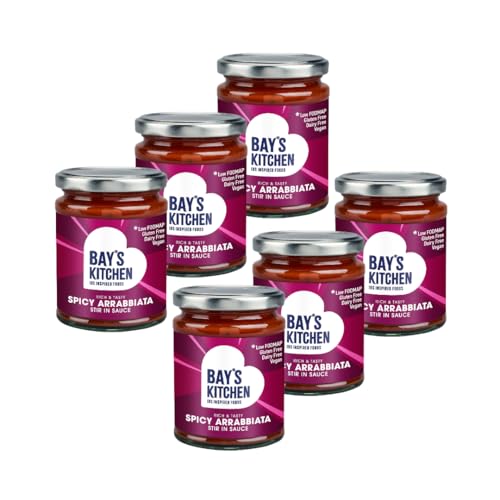 Image of Bay's Kitchen Low FODMAP Ready To Cook Spicy Arrabbiata Stir-in Cooking Sauce for Pasta Dishes, IBS-Friendly, Gluten-Free and Vegan-Friendly (6 x 260g jar multipack)