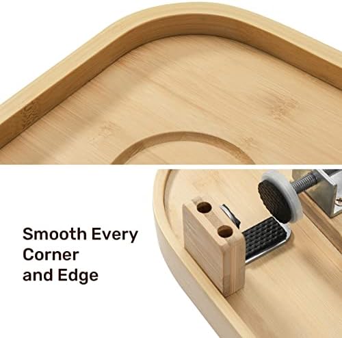 HollyHOME Bedside Shelf Bamboo Small Bedside Table Tray Round Corner Clip-on Hanging Table for Chair Dorm Bed, Natural