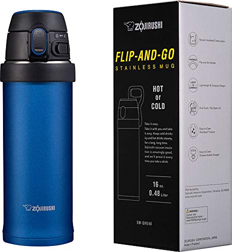 Image of Zojirushi SM-QHE48AK, Flip-and-Go Stainless Mug, 16-Ounce, Cobalt Blue