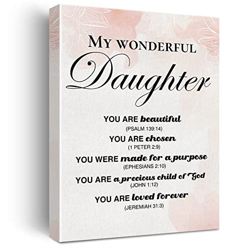 Christian Canvas Wall Art Motivational My Wonderful Daughter Canvas Print Positive Canvas Painting Home Wall Decor Framed Christian Gift 12X15 Inch #TOP24
