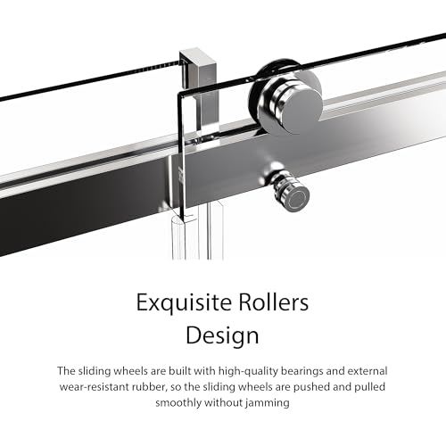 Image of 68-72 inch W x 76 inch H Frameless Sliding Shower Door, Soft-Close Bathroom Shower Glass Doors with 3 /8 inch (10mm) SGCC Tempered Glass and Stainless Steel Handle, Reversible Installation, Chrome