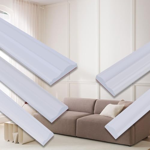 QDYMXUN Peel and Stick Chair Rail Panel Molding 240L x 0.9W Strong Self Adhesive TPE Wall Moulding Trim for Home DIY Decoration (Paintable White)