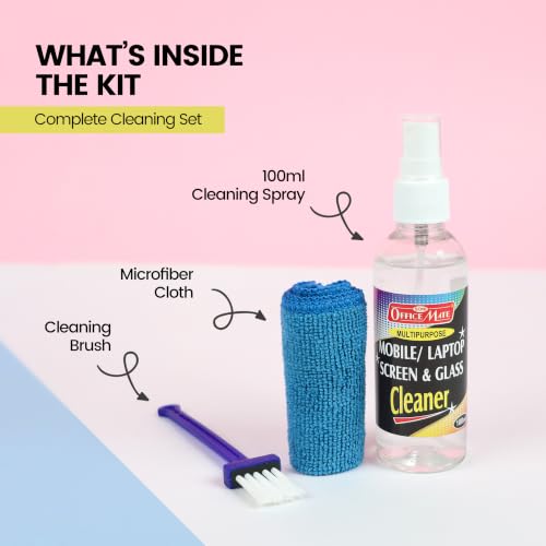 Image of Soni Officemate 3-in-1 Screen Cleaning Kit | 100ml Laptop Cleaner Spray + Microfiber Cloth + Brush | Screen Cleaner for Laptop, Mobile, Monitor, TV, LCD, LED, PC | Prevents Static Electricity | Screen Cleaner for Laptop, Mobile, Monitor, TV, LCD, LED, PC | Prevents Static Electricity