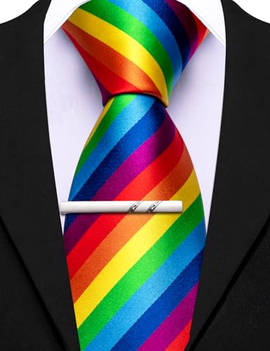 Image of Barry.Wang Silk Ties for Men Fun Necktie and Tie Clip Set for Wedding Party Business Formal Extra Long