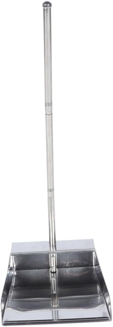 HOMSFOU Kitchen Cleaning Shovel Stainless Steel Dustpan with Long Handle Heavy Duty Dust Pan Upright Dustpan Stand Up Dust Pan Shovel for Indoor Outdoor Lobby Garage Home Yard