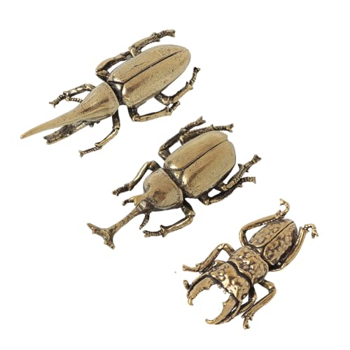 Juego de 3 estatuas mini de escarabajo bronce antiguo