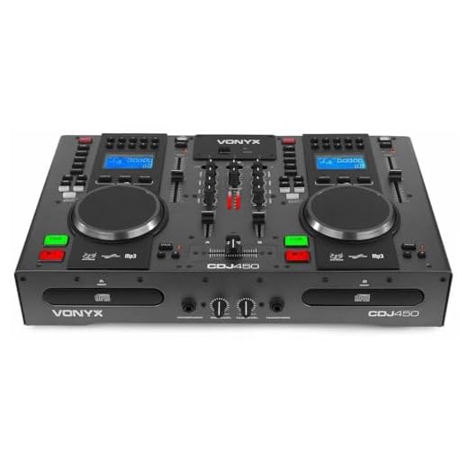 Vonyx CDJ450 - DJ Konsole, DJ Mischpult Bluetooth, DJ Controller mit Zwei MP3 CD Mediaplayern, USB, 2 Deck DJ Pult Console, Jogwheels, Scratch, 2-Kanal-Mixer, XLR, Chinch, DJ Mixer für Anfänger