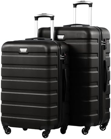 COOLIFE 2-Teiliges Kofferset für Paarreise, PC+ABS, Hartschale, Leicht | 2-tlg(L+XL) mit 360° Spinner Räder, YKK Reißverschluss, TSA Schloss, für Geschäftsreisen, Familienreisen, S
