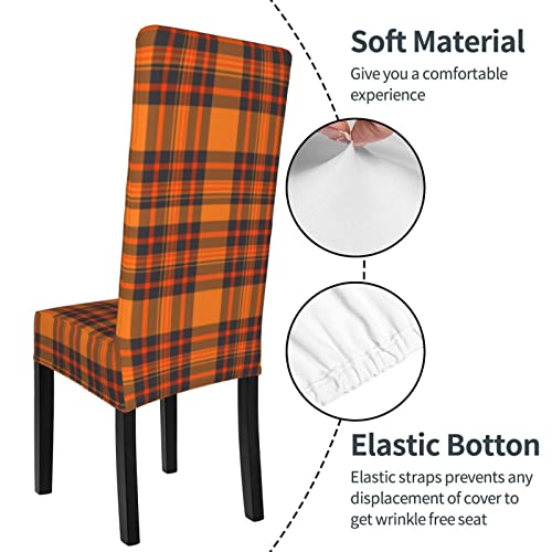 Chair Covers For Dining Room Thanksgiving-Plaid-Pumpkin-Orange Dining Chair Slipcover For Kitchen,Hotel,Restaurant #TOP3