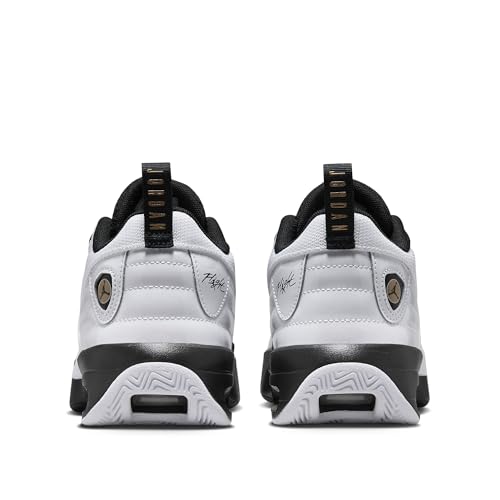 Jordan Max Aura 6 Big Kids' Shoes (FQ8297-101, White/Black/Metallic Gold) Size 54