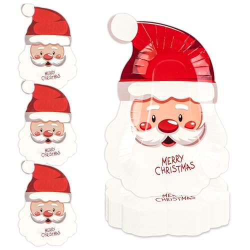 EVYIENEN 40 Pcs Santa Paper Plates and Napkins,Disposable Santa Claus Party Dinner Plates for Christmas Wedding Birthday Party Decorations,Serve 20