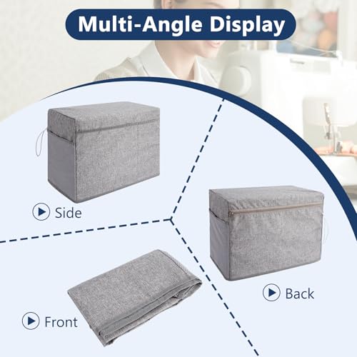Sewing Machine Cover Dust Cover,Dustproof Resistant Protective Quilted Polyester Carrying Sewing Machine Covers Accessories Case Universal for Most Standard Singer Brother Machine(Grey) (Grey)