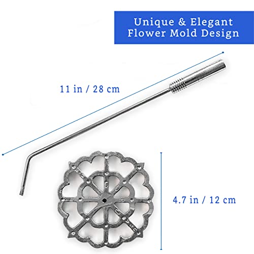 Bunuelos Mold with Handle (4.7 in Cast Aluminum) - Molde para Buñuelos de Viento Mexicanos - Buñuelos de Viento Moldes - Bunuelo Mold Mexican Cookware - Rosette Iron Set with Handle - Rosette Mold