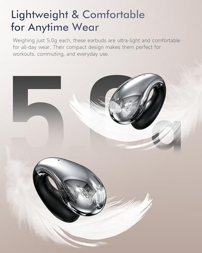 Image of Upgraded Clip-on Ear Earbuds, Bluetooth 6.1 Wireless Open Ear Headphones, Comfortable Fit with Crystal Clear Sound, 50-Hour Battery Life, Open-Ear Wireless Headphones for Gym & Outdoor Sports, Black