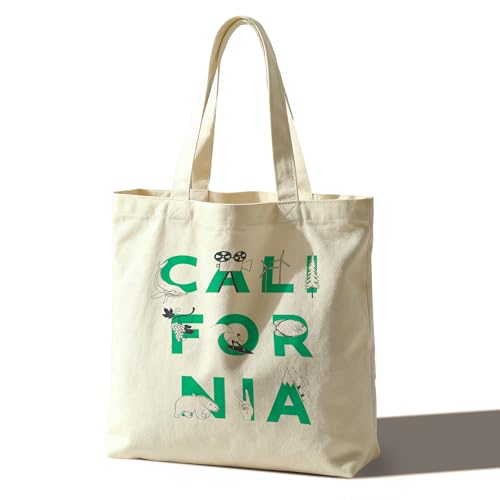 Bgohrd California Tote Bag For Women Man Friends City Lovers, Reusable Work Shopping Grocery Shoulder Bags, California Gifts, Vacation Travel Holiday Gifts & Souvenirs, Aesthetic Canvas Tote Bag -A45