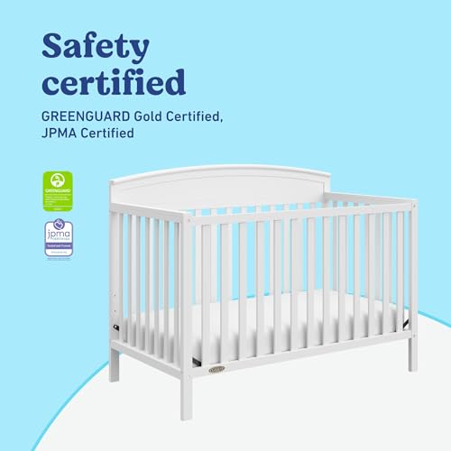 Graco Benton 5-in-1 Convertible Crib (White) – GREENGUARD Gold Certified, Converts from Baby Crib to Toddler Bed, Daybed and Full-Size Bed, Fits Standard Full-Size Crib Mattress