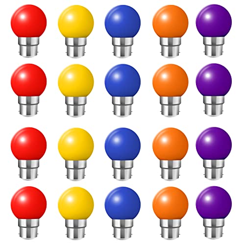 HUAMu 20 Pack B22 Bayonet Cap LED Coloured Light Bulbs