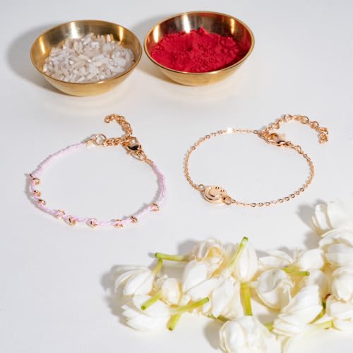 Image of Salty Rakhi for Brother & Bhaiya Bhabhi | Wrist Band Gift Pack for Sister, Bro, Bhaiya and Bhabhi | Bracelet for Men, Women | Fancy Jewellery Combo Gifts | Gift for Rakshabandhan | Traditional Rakhi Gift