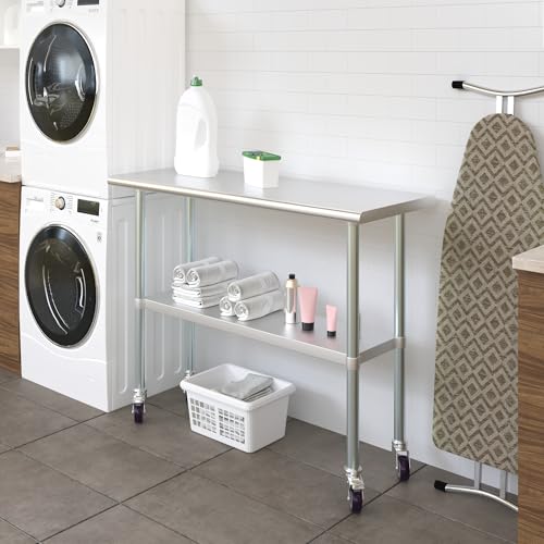 Image of AmGood 48 inch Long x 18 inch Deep Stainless Steel Table with Casters