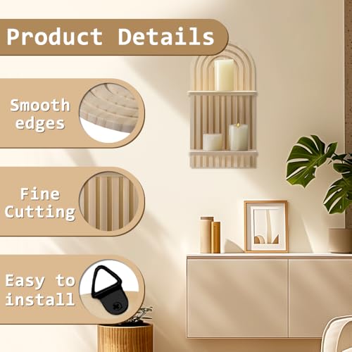 YapitHome 2 Stück Wandregal Holz Wanddeko Regale für Wände Holz Vintage Landhausstil Regal für Badezimmer,Arbeitszimmer,Küche,Wohnzimmer