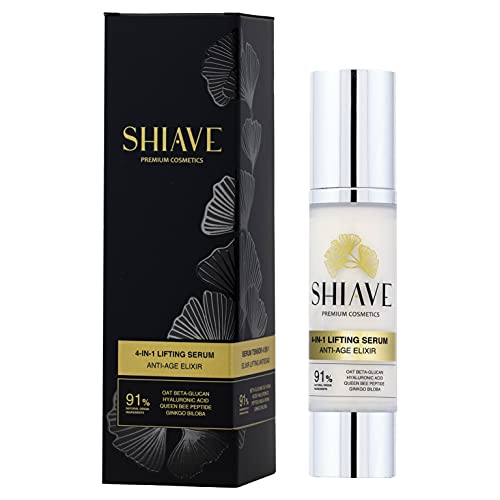 Sérum facial para tensar y reafirmar 4en1 Elixir Antiedad. Con Ácido Hialurónico, Beta-Glucano Avena Péptido Abeja Reina y Ginkgo Biloba. 91% ingredientes origen natural. 50ml