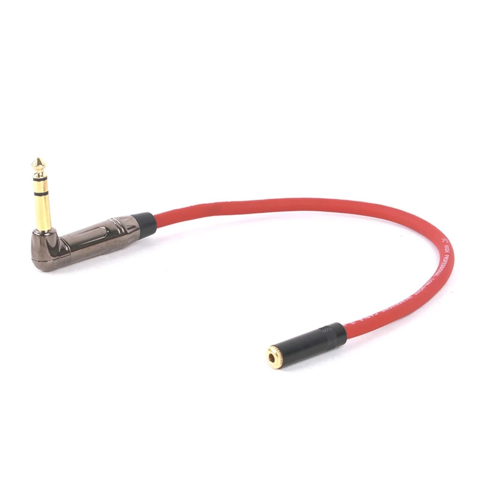 Adaptateur jack stéréo mâle coudé 6,35 mm vers jack stéréo femelle 3,5 mm for microphones de guitare(Red-BK,2.9M)