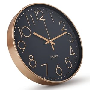Silent Wall Clock 12 Inch Non-Ticking Wall Clocks Battery Operated for Living Room Decor Modern Wall Clock for Home/Bedroom/Office/Classroom/School/(Rose Gold)